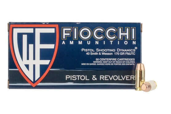 Fiocchi Range Dynamics 40 S&W ammunition comes in a box of 50 rounds